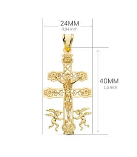 Croix Caravaca Filigrane Or 18K 40mm | pendentif croix crucifix