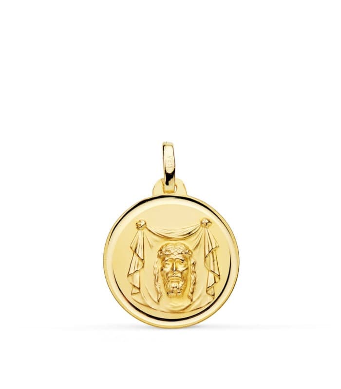 Alda Joyeros, joyería online. Medalla Cristo Santa Faz Oro 18K 18mm Bisel