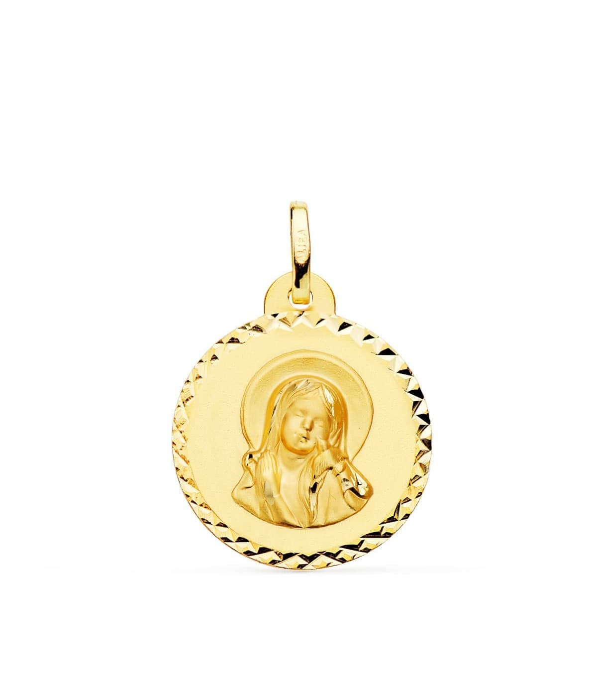 Medalla Virgen María y Espíritu Santo 18K 20mm Talla paloma| medallas religiosas de moda mujer