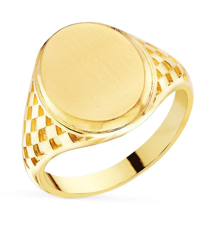 Alda Joyeros, joyería online | Sello hombre Oro Amarillo 18K rombos | anillos personalizados
