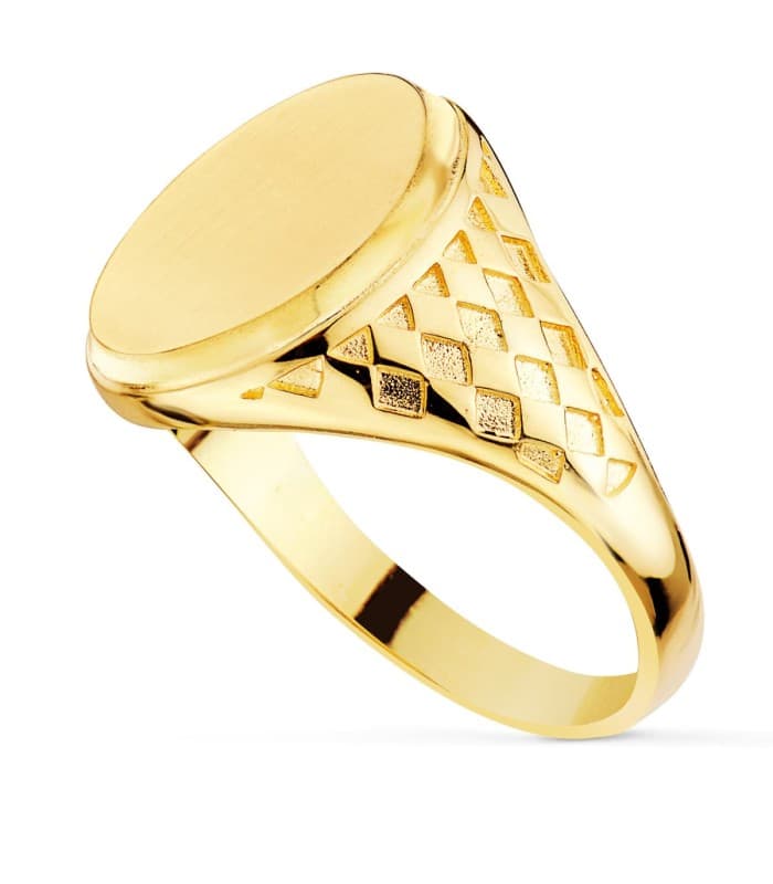 Alda Joyeros, joyería online | Sello hombre Oro Amarillo 18K rombos | anillos personalizados