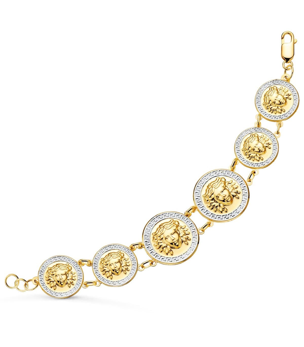 Alda Joyeros, joyería online | Pulsera Oro Bicolor 18K Medallas Medusa 20,5 cm