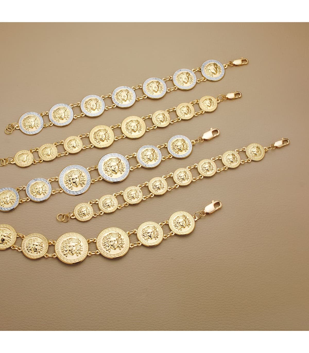 Bracciale oro bicolore 18kt Medaglie Medusa 20,5 cm