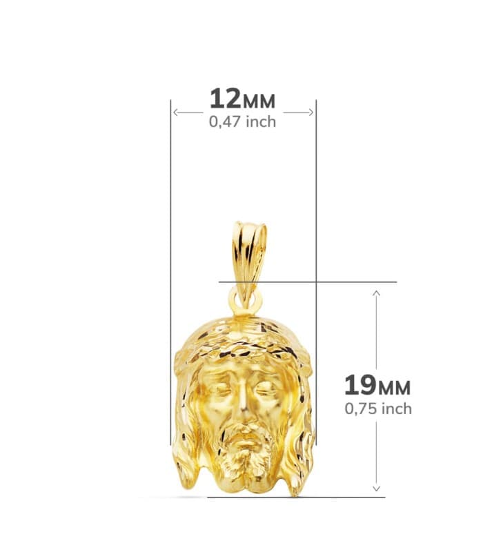 Pendentif Tête de Christ Or Jaune 18K 16mm