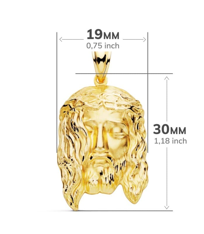 Ciondolo volto di Gesù oro giallo 18kt 27mm