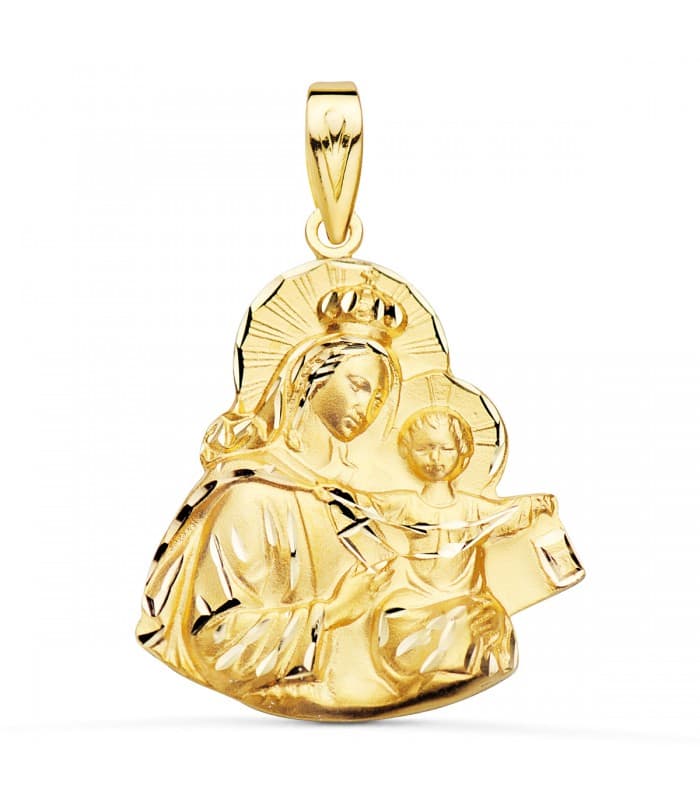 Medalla Oro 18K Virgen del Carmen Silueta 25mm - medallas religiosas - colgante con grabado