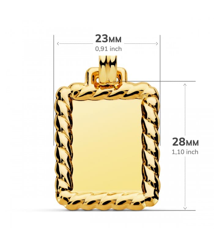 Plaque pendentif rectangulaire Or Jaune 18K 28 mm