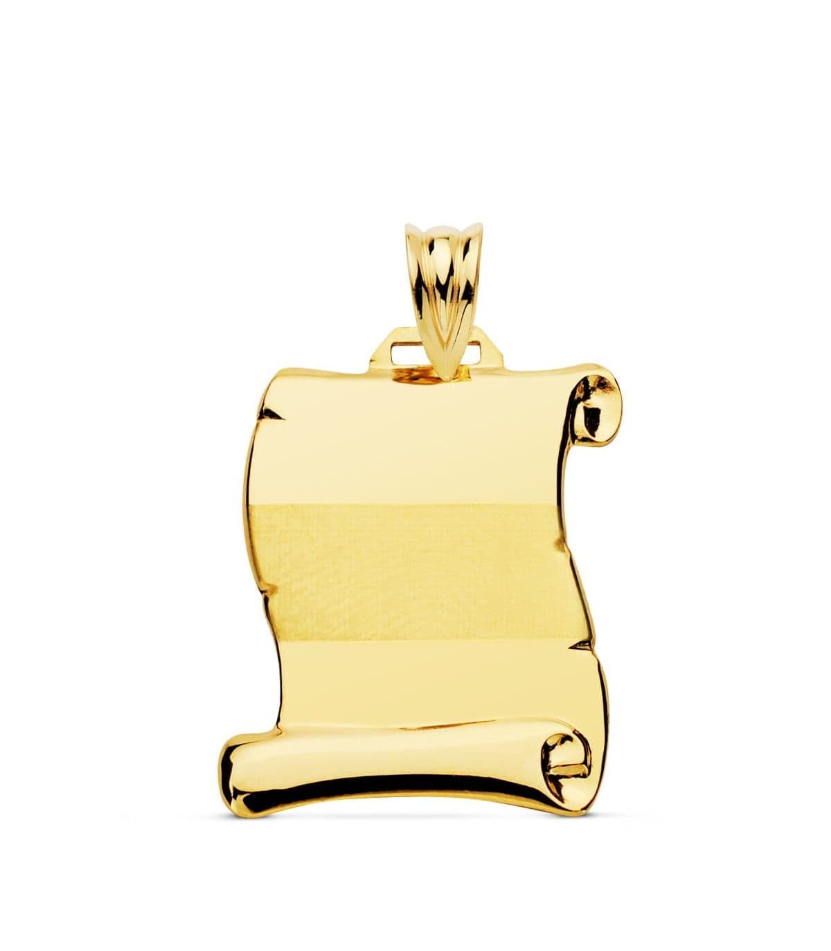 Pergamino Oro Amarillo 18 K 22 mm Banda - Colgante con grabado - joyas personalizadas