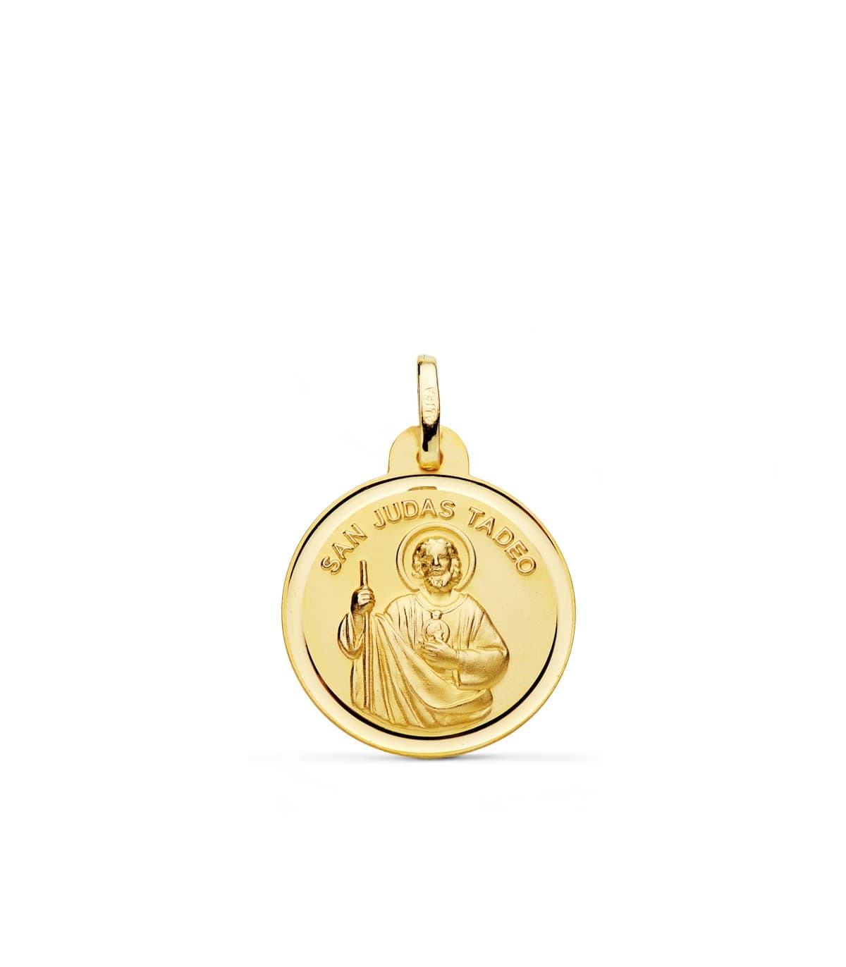 Fronte Medaglia San Giuda Taddeo con bordo lucido in oro giallo 750 24mm