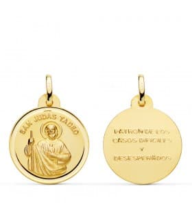 Medalla San Judas Tadeo Oro 18K 22mm Bisel
