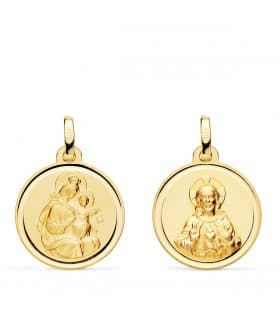Scapolare oro 750 bordo lucido Madonna del Carmine 18mm