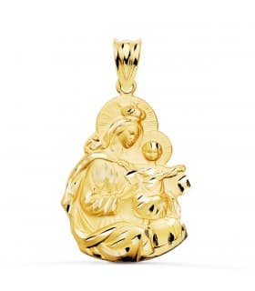 Medalla Oro 18K Virgen del Carmen Silueta 24 mm - medallas religiosas - colgante con grabado