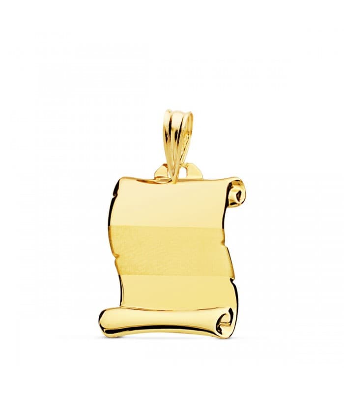Pergamino Oro Amarillo 18 K 18 mm Banda - Colgante con grabado - joyas personalizadas