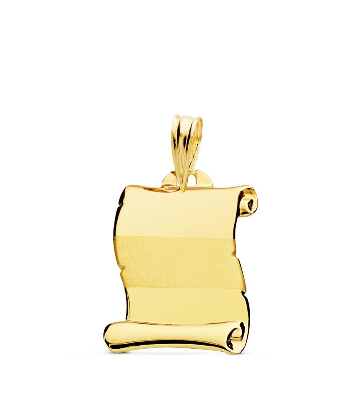 Pergamino Oro Amarillo 18 K 18 mm Banda - Colgante con grabado - joyas personalizadas
