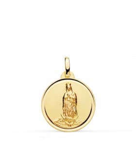 Médaille 18K Vierge Guadalupe Mexique 18mm Biseau