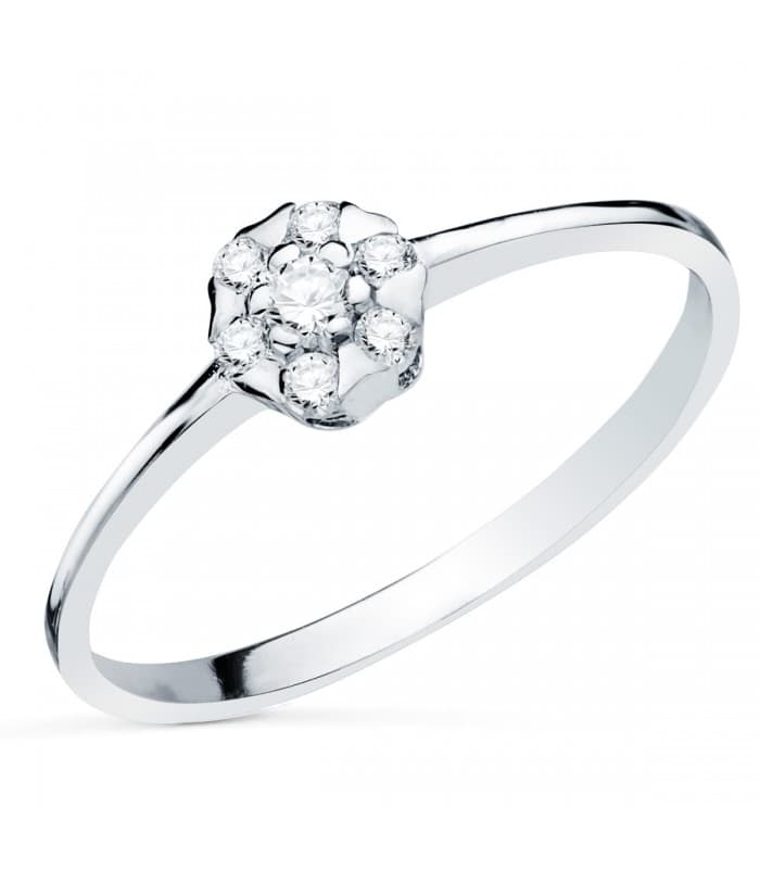 Anello Rosetta Diamanti 0,127 ct OB 18Kt. Anello da donna in oro bianco. Gioielleri online.