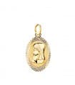 Medalla Oval Brillo y Mate Oro 18K Virgen Niña 18mm