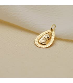 Anhänger 375er Gelbgold Tropfen mit Jungfrau Maria 9K16701