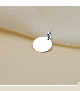 Alda Joyeros, joyería online | Chapa Redonda Oro Blanco 9K 16 mm Brillo | colgante con grabado