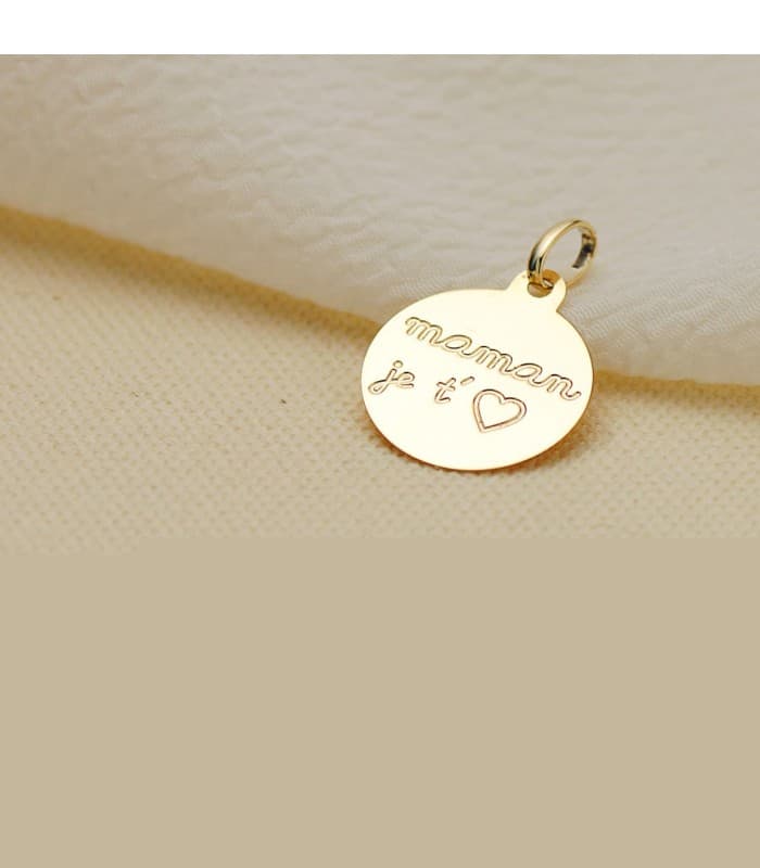 Colgante Maman Je t'aime Oro 9K 16mm