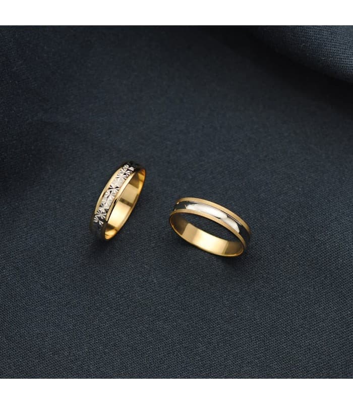 Alliance pour femme Ainhoa. Alliance or bicolore 18 carats. Bijoux en ligne.