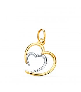 Ciondolo in oro a doppio cuore Oro bicolore 18kt  – Ciondolo per San Valentino con 2 cuori