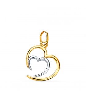 Colgante Doble Corazón Oro Bicolor 18K -  colgantes para san valentin - regalos romanticos