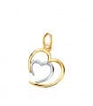 Colgante Doble Corazón Oro Bicolor 18K
