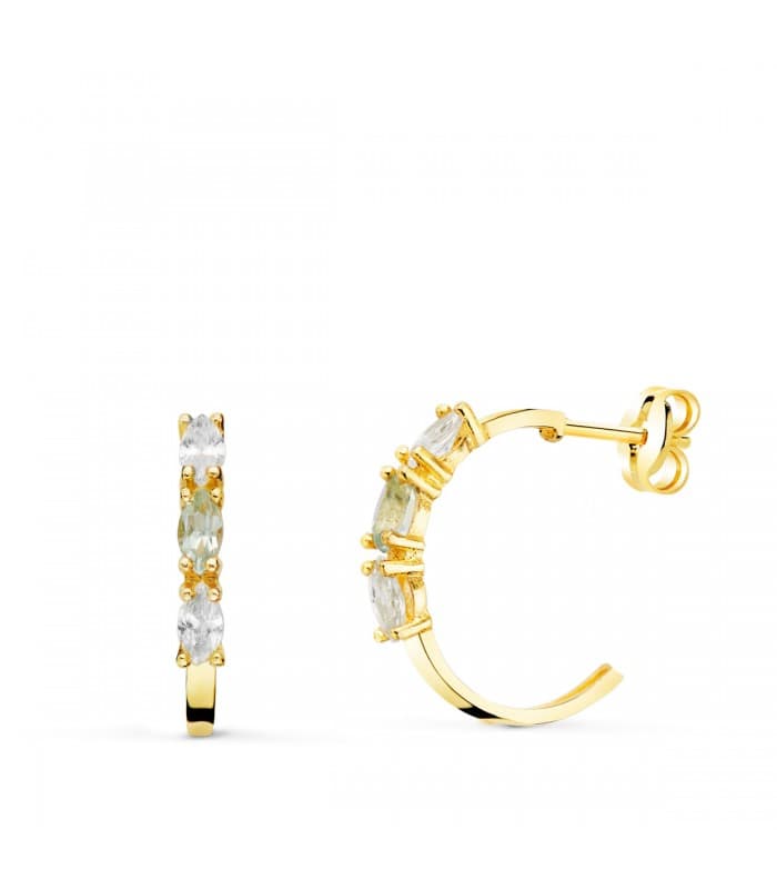 Orecchini cerchio Paradise oro 18kt Marquise acquamarina