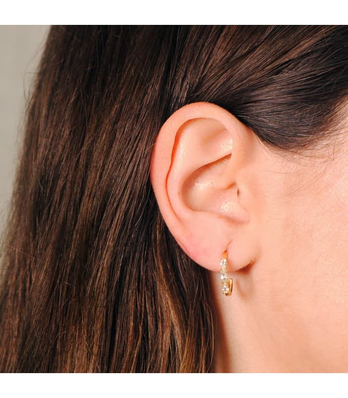 Aros Paradise Oro Amarillo 18K Marquise Aguamarina - pendientes de aro abierto - comprar online pendientes modernos de mujer