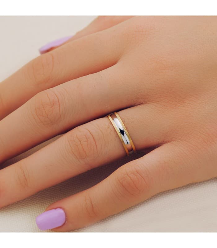 Anillo compromiso Ainhoa en oro bicolor de 18 ktes. 750/1000. Compra online.