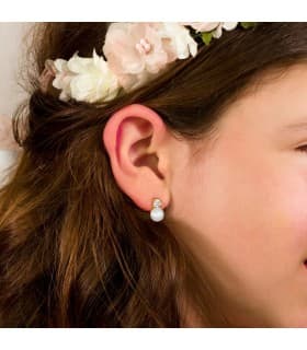 Pendientes Amelie Perla Cultivada Oro Amarillo 18 K 6,5 MM