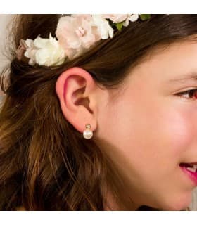 Pendientes de Comunión para niña con perlas - Oro 18 kilates