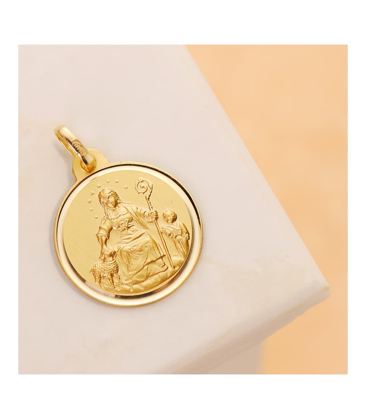 Medalla Virgen Divina Pastora Oro Amarillo 18K 18mm 750ml |medallas religiosas personalizadas |comprar joyas online
