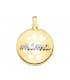 Ciondolo MAMA tondo con cuori 18 mm in oro bicolore 18 kt, gioiello da donna ideale come regalo speciale