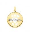 Pendentif Maman Coeurs Plaque Or bicolore 18K