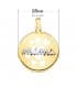 Ciondolo MAMA tondo con cuori 18 mm in oro bicolore 18 kt, gioiello da donna ideale come regalo speciale