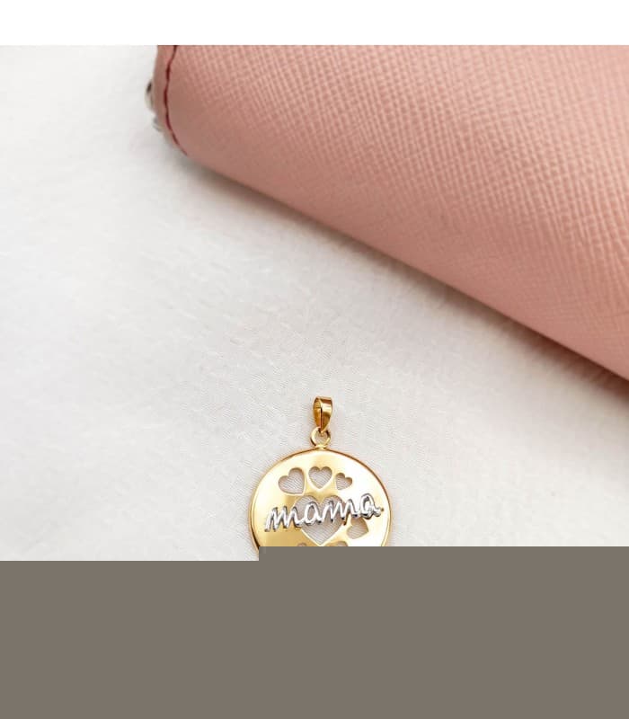 Colgante Mamá Corazones Chapa Oro bicolor 18K - regalo día de la madre