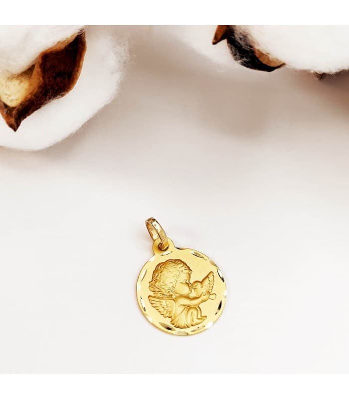 Medalla Ángel Burlón y Paloma Oro 18K 16MM