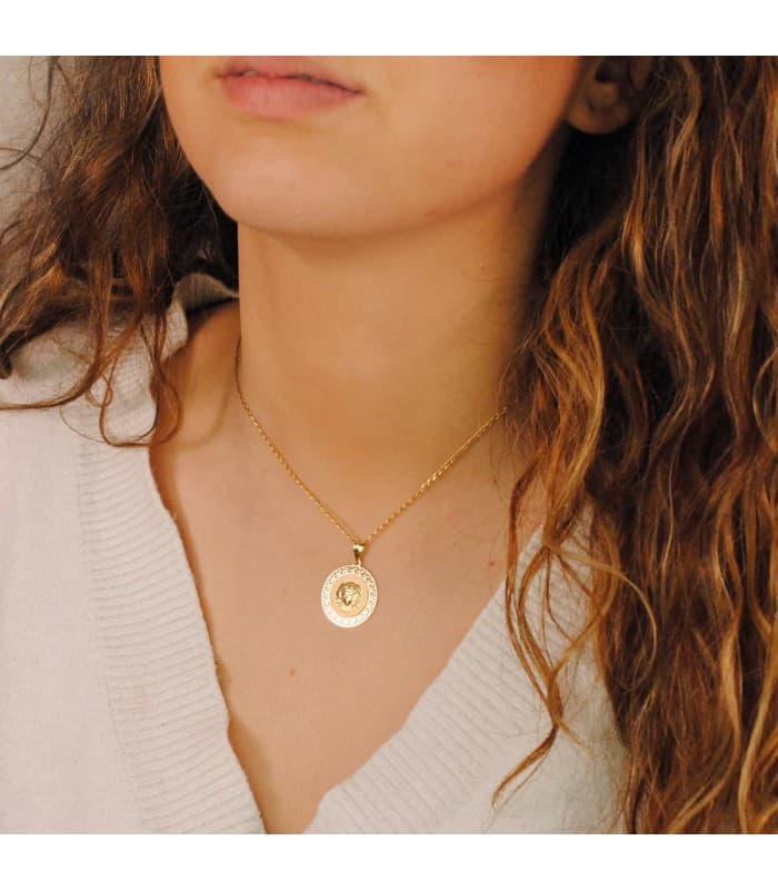 Medalla Medusa Oro Amarillo 18K 20 mm Greca
