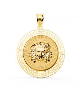 Medalla Medusa Oro Amarillo 18K 27 mm Greca