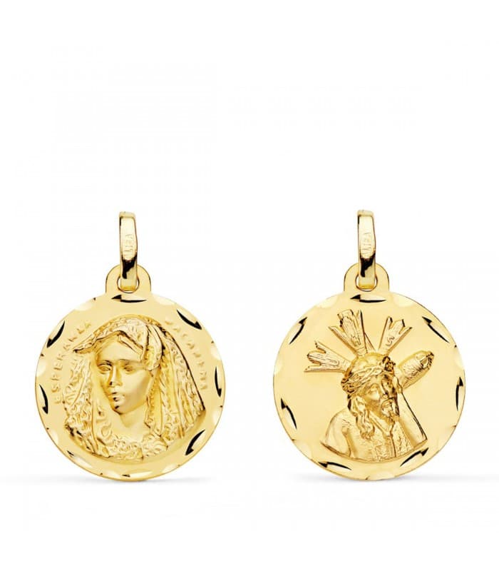 Scapulaire Vierge Macarena et Christ du Gran Poder Or 18K 18 mm