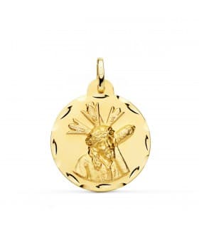 Escapulario Virgen Macarena y Gran Poder Oro 18 K 24mm