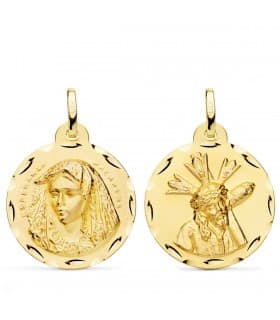 Escapulario Virgen Macarena y Gran Poder Oro 18 K 24mm