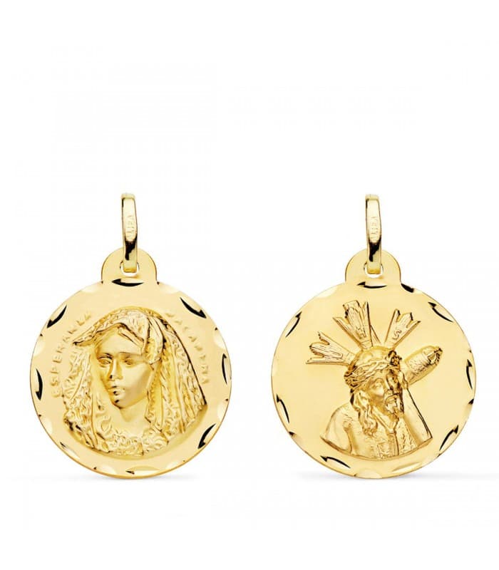 Escapulario Virgen Macarena y Cristo del Gran Poder 18k 20mm