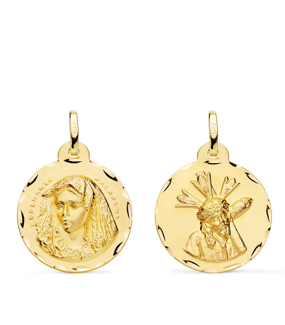 Scapulaire Vierge Macarena et Christ du Gran Poder Or 18K 20 mm