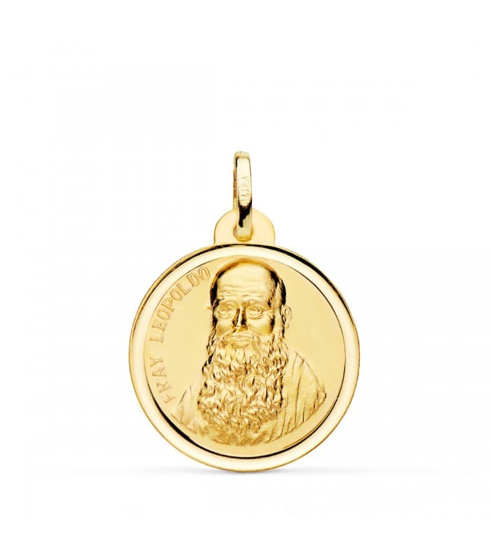 Médaille Frère Leopoldo Or 18K Biseauté 22mm
