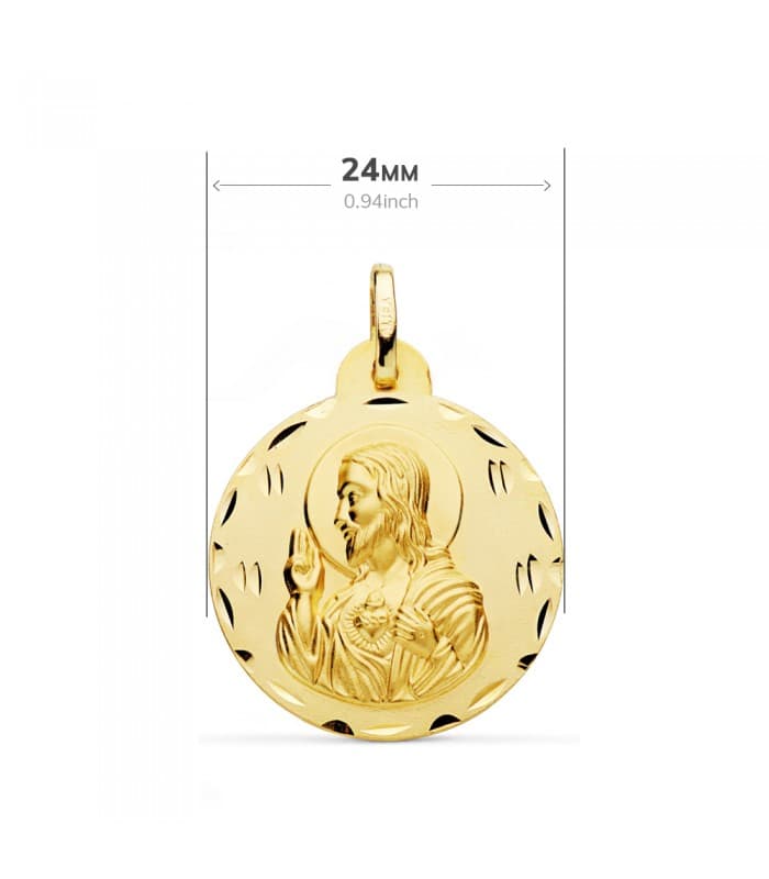 Scapulaire V. des Angoisses et Sacré Coeur de Jésus Or 18K 24 mm