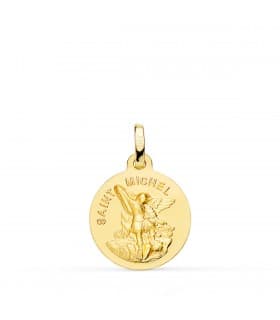 Medaglia di San Michele in oro 750 (18kt), finitura satinata 16mm