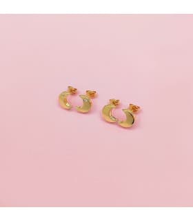Orecchini Lune oro giallo 18 kt 9 mm - Orecchini a lobo Mezzaluna liscia, da donna